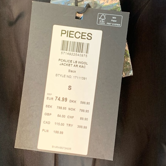 NWT ASOS Pieces Alice Wool Blend Coat - Picture 4 of 5